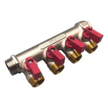 Nickle Plated Brass 4-Way Manifold 3/4x1/2 Inch NPT/BSP Thread with Plug