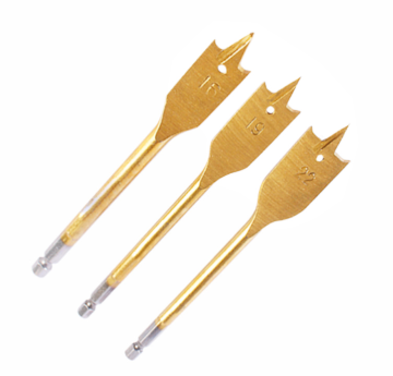 High Carbon Steel Spade Drill Bits with TiN Coating for Woodworking (3 Tips, 6-55mm)