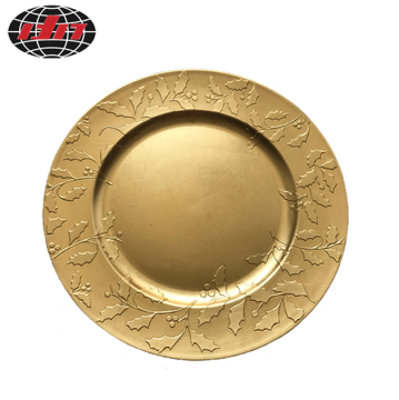 Golden Holly Design Plastic Plate With Metallic Finish