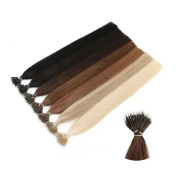 Silky Long Straight Hair Topper Cuticle Aligned Virgin Unprocessed 1B Pre Bonded Remy Nano Human Hair Extensions Black 22 Inch