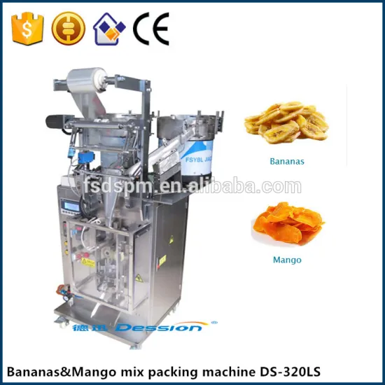 130g bananas&mango mix snack food bag low cost full 304 stainless steel semi automatic vertical filling packing machine supplier