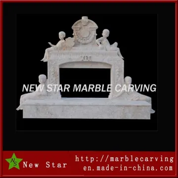 Wood Marble Fireplace, Marble Fireplace for Indoor or Outdoor