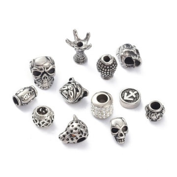 Assorted Antique Silver and Stainless Steel Bead Pack: 15pcs in Mixed Shapes from PandaHall