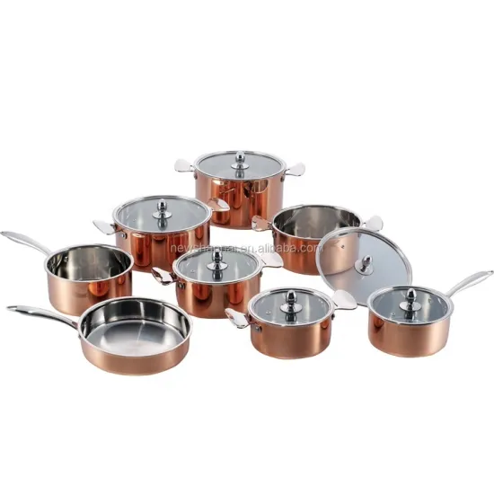 Copper Cookware Set - 14Pcs 3ply Induction Pots and Pans for Home Kitchen