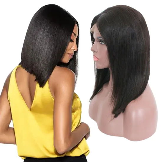 Grade10A brazilian hair 4x4 lace closure bob wigs virgin human hair lace front short wig