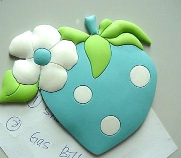 Eco - Friendly Blue With White Spot Strawberry Soft Pvc Material As A Gift