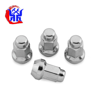 Chrome مغلق نهاية الانتفاخ Acorn Lug Nuts 14x1.5 ، 13/16 "Hex ، مخروط مقعد