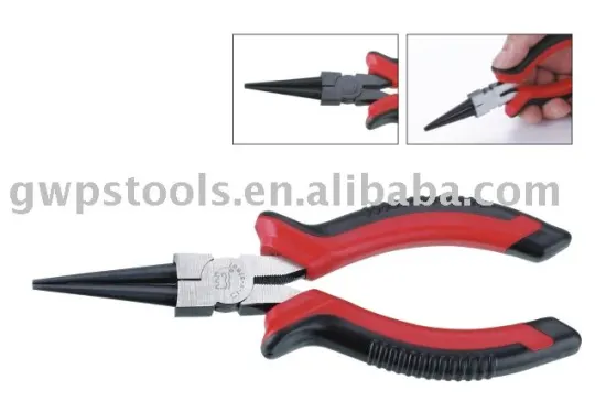 Cr-V American type round nose pliers with 2-color handle