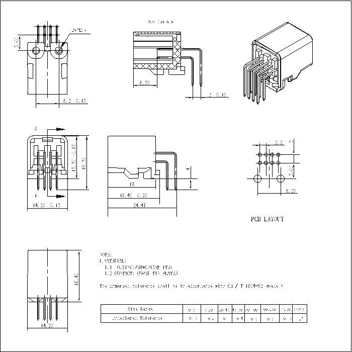 AUTO-08SN-AA-X P2.2X3 08P Automotive Right Angle Male Connector