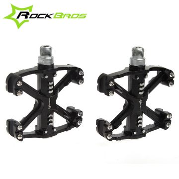 RockBros MTB BMX Folding Bike Parts Axle 9/16" Aluminium Body Steel Spindle Cycling Seal Cartridge Bearing Bicycle Pedal, Black