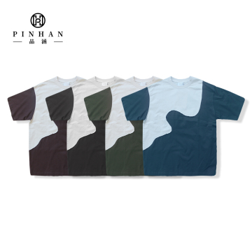 T-shirt lengan baju pendek 100% Lelaki Lelaki Summer Lelaki dengan tepi mentah bernafas