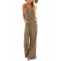 Womens Sleeveless Spaghetti Strap Wide Leg Pants