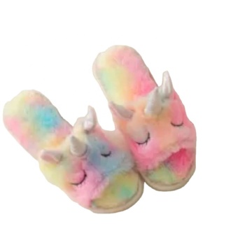 Pantuflas Kids Winter Plush Unicorn Slippers for Girls