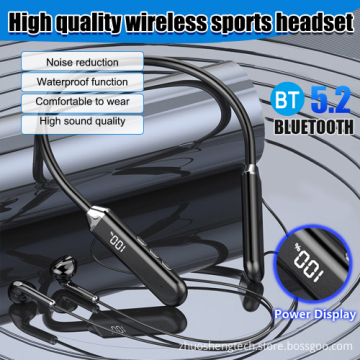 Wireless Neckband Bluetooth 5.2 Headphones with Magnetic LED Display, HiFi Stereo, Noise Reduction Earbuds