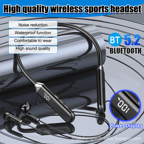 Wireless Neckband Bluetooth 5.2 Headphones with Magnetic LED Display, HiFi Stereo, Noise Reduction Earbuds