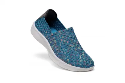 Delicate Blue Gold Woven Upper Deodorant Woven Loafers