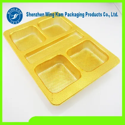 Plastic Mooncake Tray Golden Blister Packaging
