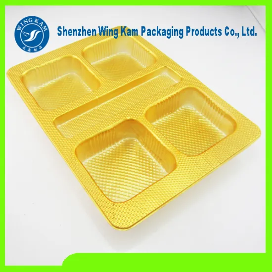 Plastic Mooncake Tray Golden Blister Packaging