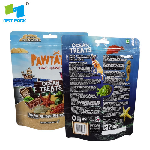 Food Grade Stand Up Ziplock Pouch Biodegradable PLA Plastic Pet Dog Treats Bolsa de envasado de alimentos