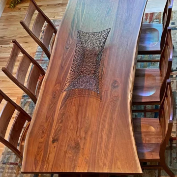 Modern Factory Price Wooden Kitchen Furniture Live Edge Slab Solid Walnut Wood Dining Restaurant Table