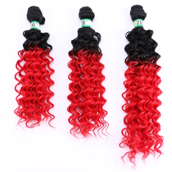 AiShiLi Hair Factory Wholesale Two-Tone  Ombre Deep Wave Crochet Braids Heat Resistant Synthetic Hair Extension Wig