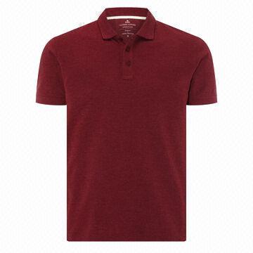 Dark red men's polo shirts, 60% cotton 40% polyester with button detailing on the collar/wicked