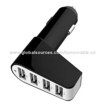 Four USB Port In-car Charger for iPhone and Samsung, Lightweight