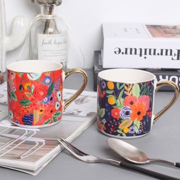 Factory Wholesale Electroplading Hand Grip Ceramic Tea Mugs