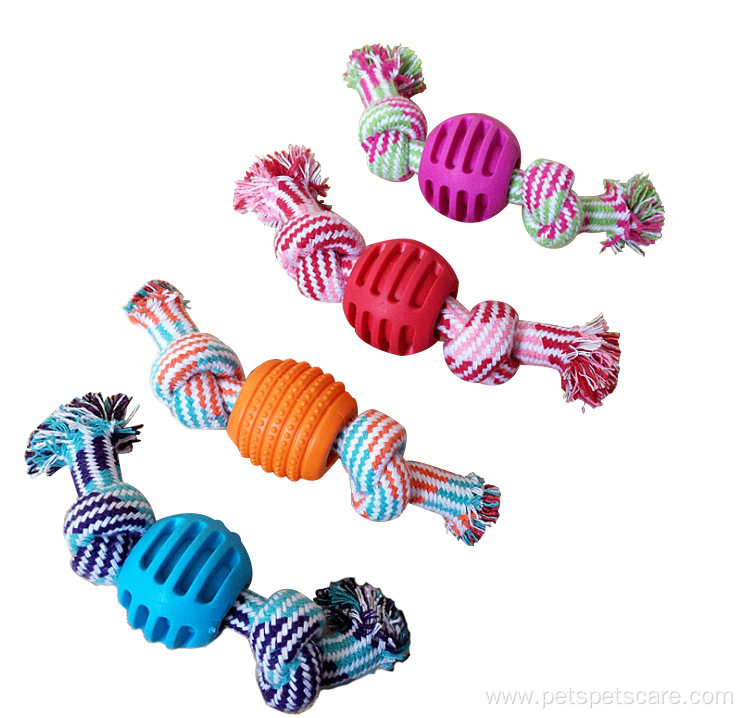 Pet Dog Teething Cleaning Toy Ball Rope Toy