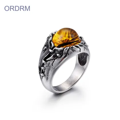 Stainless Steel Mens Dragon Eye Ring Jewelry