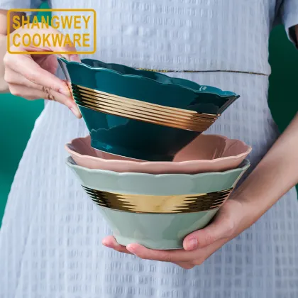 Golden Ring Pattern Noodle Soup Rice Bowl Household