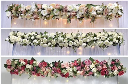 White Flower Runners and Table Runners for Weddings