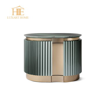 Custom Italian Marble Top Nightstands with Two Drawers - Wood Bedside Tables