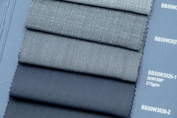 Charcoal Herringbone 50% Wool Fabric