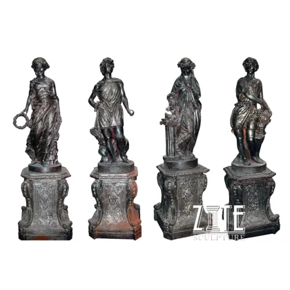 Metal crafts life size four season bronze girl lady statue