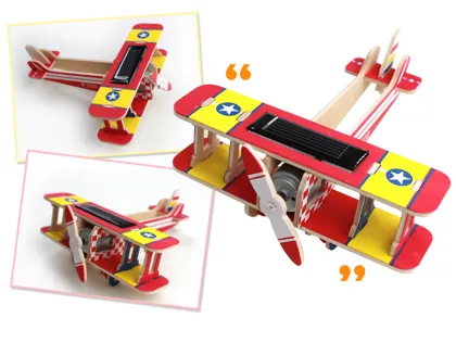 3D Puzzle solar plane DIY kids wooden toys