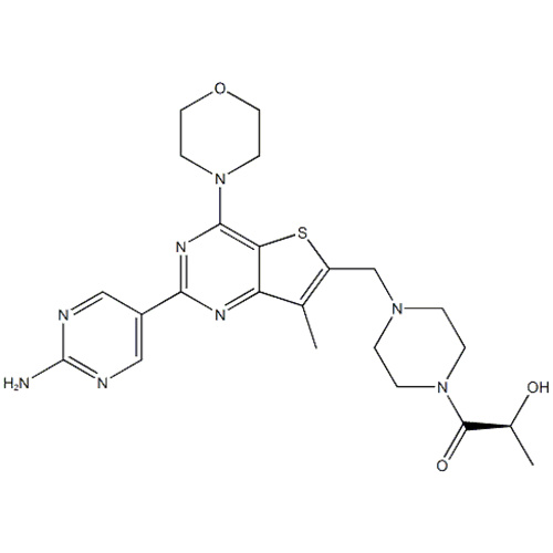 (S) -1- [4 - [[2- (2-Aminopyrimidin-5-il) -7-metil-4- (morfolin-4-il) tieno [3,2-d] pirimidin-6-il] metil] piperazin-1-il] -2-idrossipropan-1-one CAS 1032754-93-0