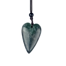 Fancy Jasper 25x40mm Love Heart Pendant Necklace Adjustable Rope Chain