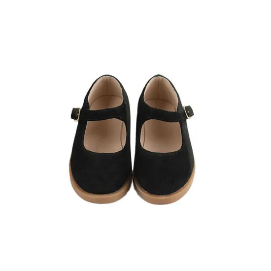 Black Elastic Band Strap Kids Dress Shoes