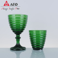 Eco-Friendly Machine-made Clear Stem Green Wine Glass cup