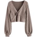 Women's Pullover Ribbed Cropped Knitwear