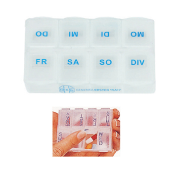 Daily Travel Medicine Box - Rectangle Shape, 8 Compartments, Flip Style Weekly Pill Dispenser