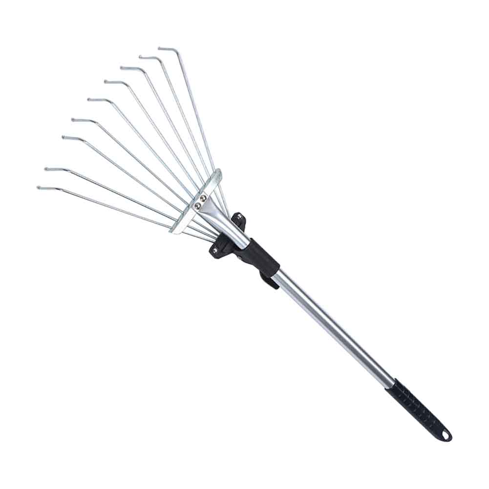 Collect Loose Debris Stainless Steel Lightweight Expandable Garden Rake Yards Portable Leaf Brush Lawns Telescopic 9 Teeth