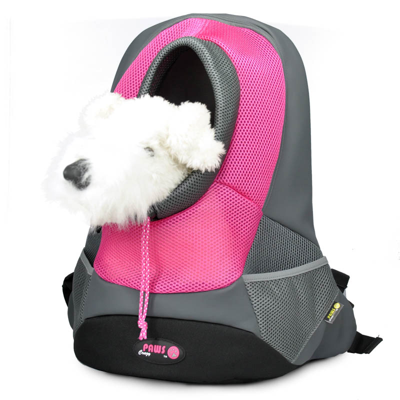 Mochila pequeña para mascotas de PVC y malla rosa