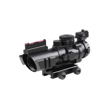 LUGER 4x32 Fiber Optic Sight - Compact Hunting Scope with Red/Green Illuminated Reticle, Fits 20mm Rails