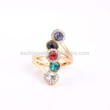 Hot New Products for 2015 Fashion Jewelry Ring Multiple Colorful Stone Bohemia Ring