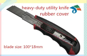 18*100mm snap-off steel blade heavy-duty rubber cover utility knife