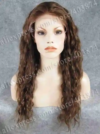 Long Brown Indian Remy Human Hair Lace Front African American Wigs