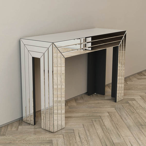 Table console en miroir en argent nouveau style