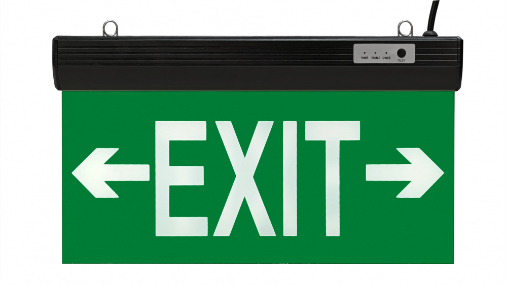 Black aluminum housing LED exit sign